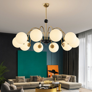 北欧复古客厅吊灯现代简约大气中古卧室灯法式 网红餐厅魔豆分子灯