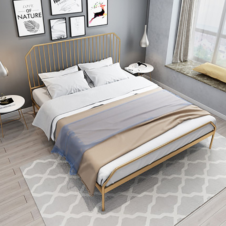 北欧家用简约铁艺床 客栈旅馆单双人卧铺卧室轻奢1.5米成人床