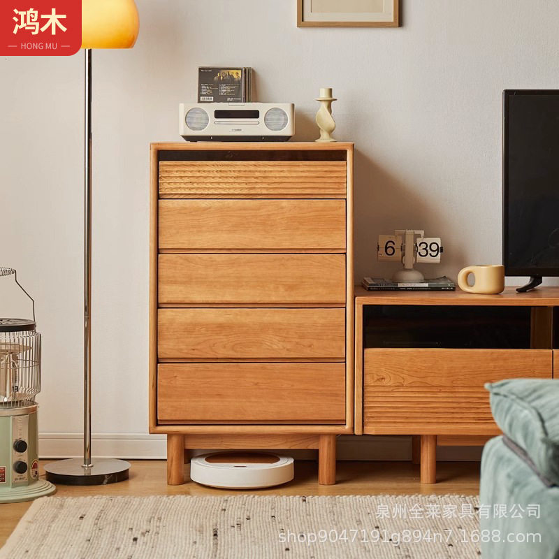 日式实木卧室五斗抽屉柜高客厅简约收纳边柜北欧小户型家用储物柜