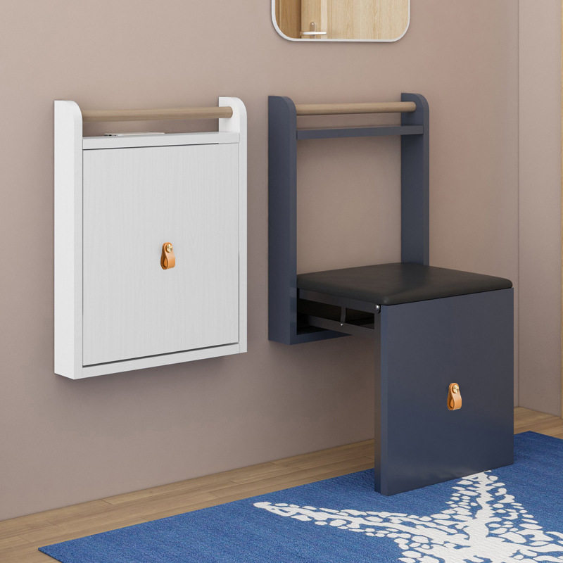 小户型换鞋凳创意个性省空间挂墙隐藏式简约壁挂折叠换鞋凳玄关J&