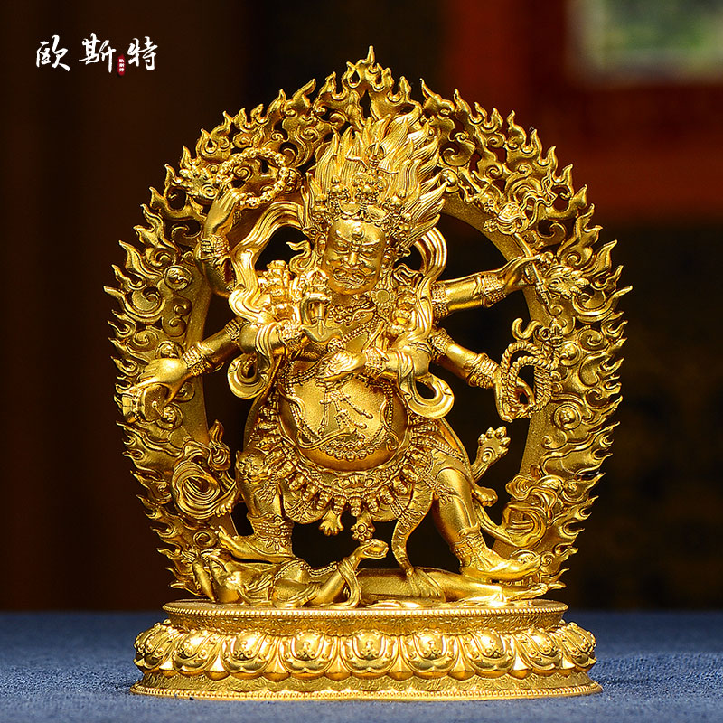 速发欧全特斯鎏金《六臂玛哈嘎啦》室内家用《大黑天》铜像摆件