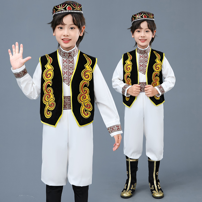 速发维吾尔族回男儿童饰童新疆舞蹈演出服服族塔塔尔民族哈萨克族