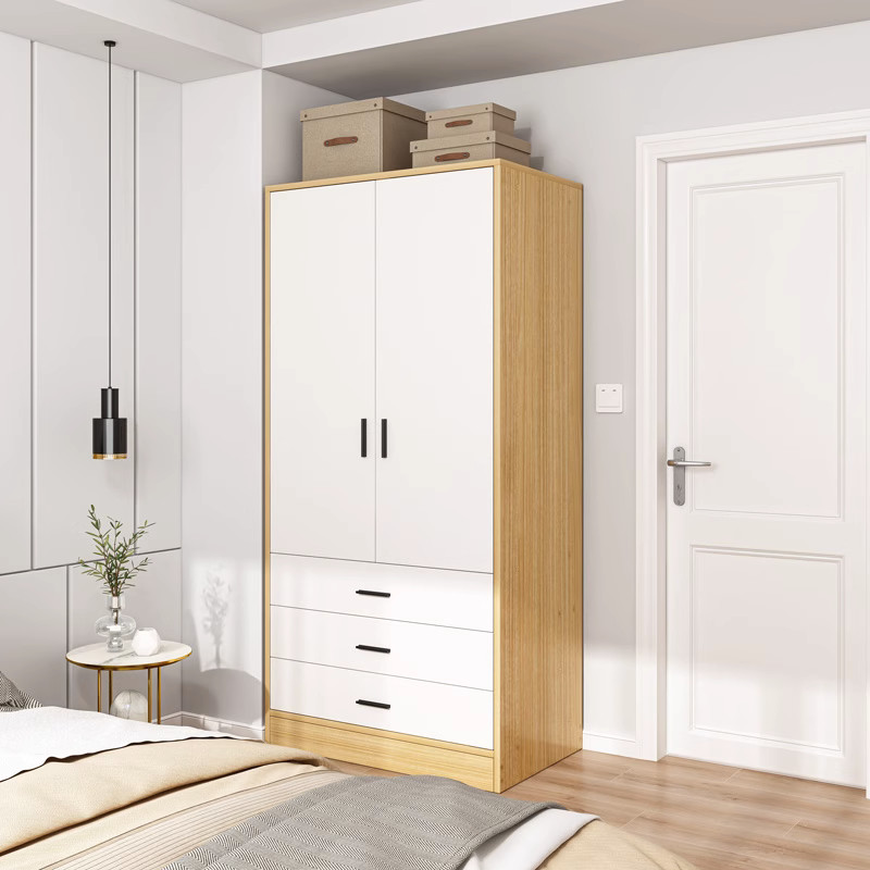 速发两门衣柜房用木组收纳柜子家用卧室衣柜小户型简易质装挂衣橱
