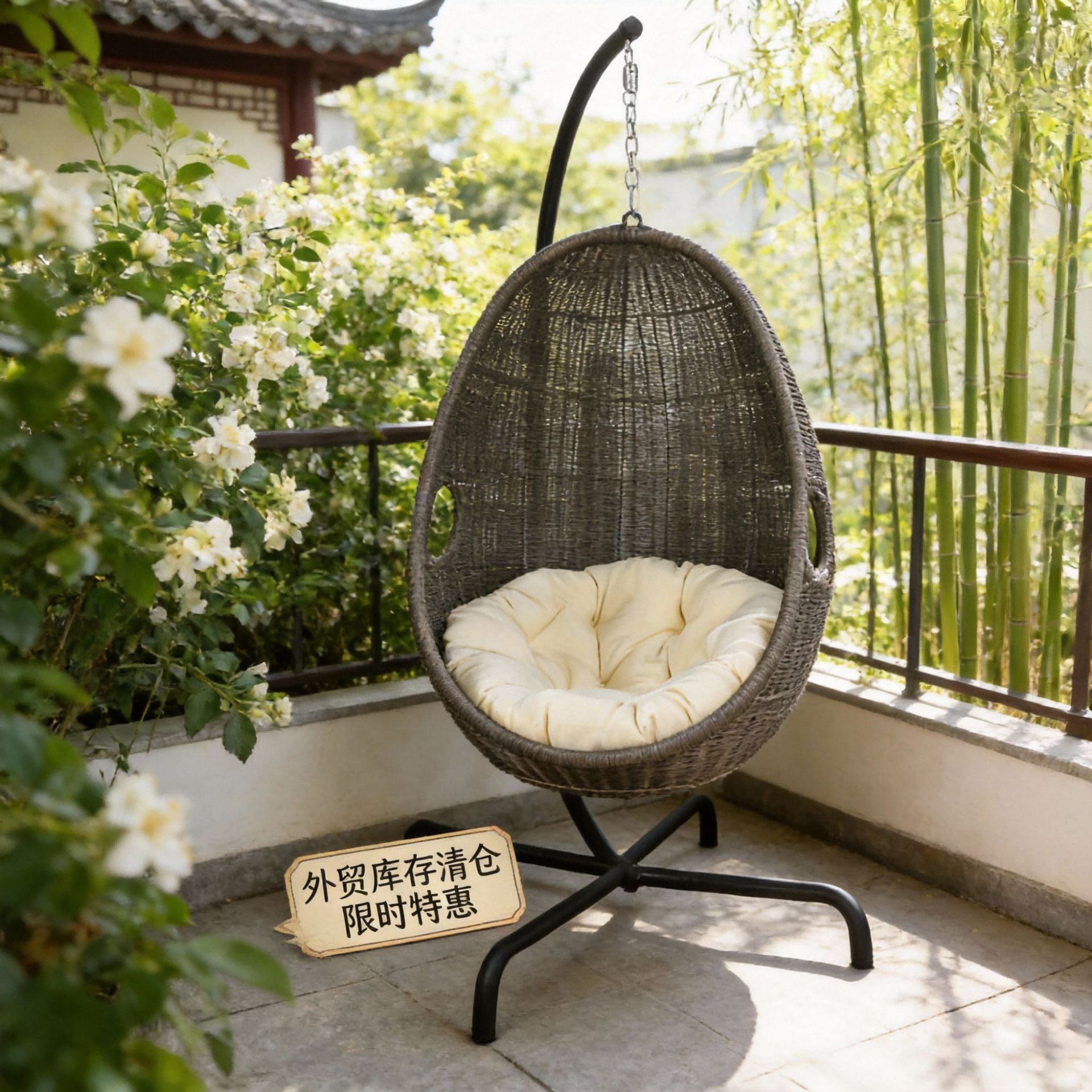 户外庭院秋千摇篮椅吊蓝