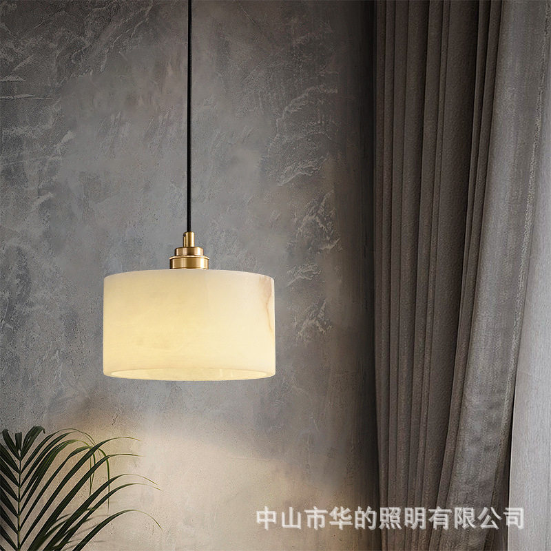 天然云石卧室床头柜小吊灯现代简约设计师主卧床边艺术单个垂线灯