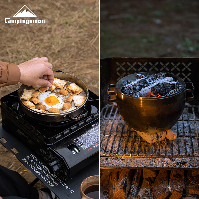 柯曼DO-25加厚不锈钢户外吊锅炊具焖锅露营多用煎锅煮锅荷兰锅