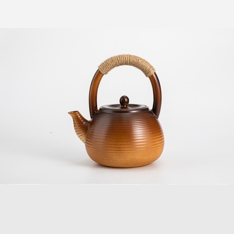 围炉煮茶淘瓷八中式复古温茶养生碳炉古陶侧把烧水煮茶壶窑变炭炉