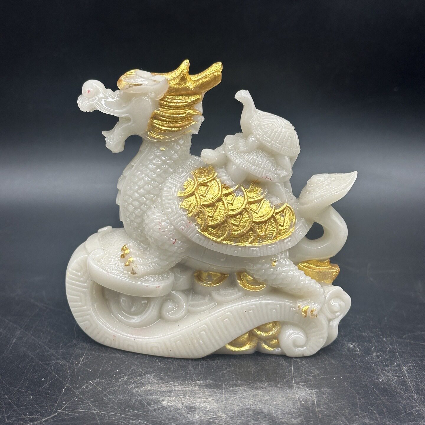 夜光树脂子母龟龙龟描彩摆件工艺品摆件