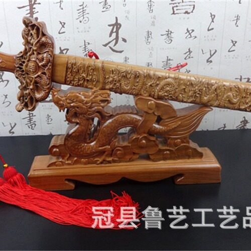 厂家地摊货源60cm桃木剑批发 带底座套装剑桃木摆件 家用挂饰摆饰