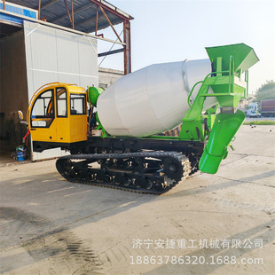 小型履带农田商混车 工程建设混凝土搅拌车 3方干湿料搅拌罐车