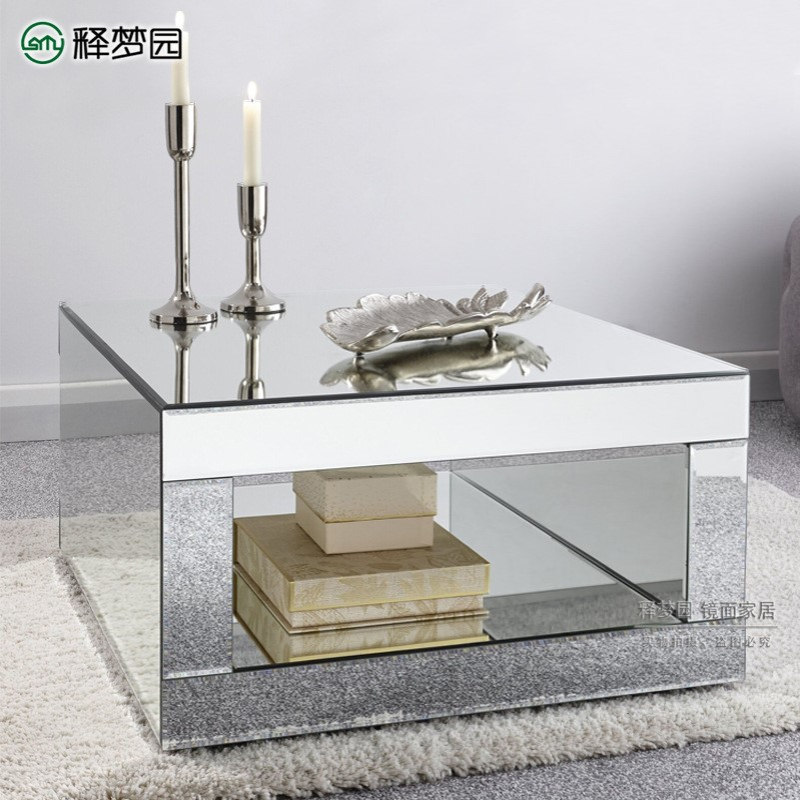 镜面茶几小户型家用现代客厅沙发边角几简约网红摄影道具茶几3210