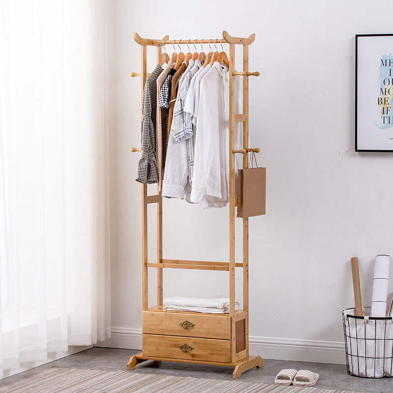 实木落地衣帽架多功能置物柜