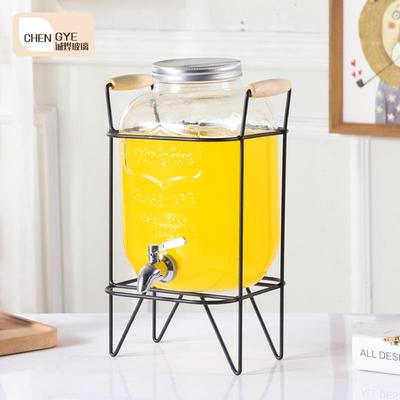 家用果汁罐 10斤透明饮料桶玻璃 酵素桶梅森罐密封罐带龙头泡酒瓶