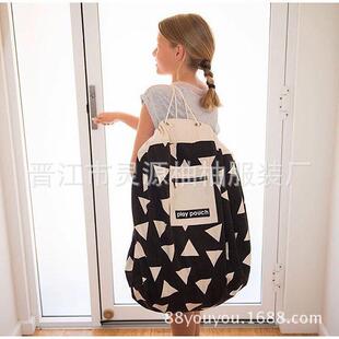 INS款 蜂窝三角形加号圆点蝙蝠侠大型玩具收纳袋带拉链口袋