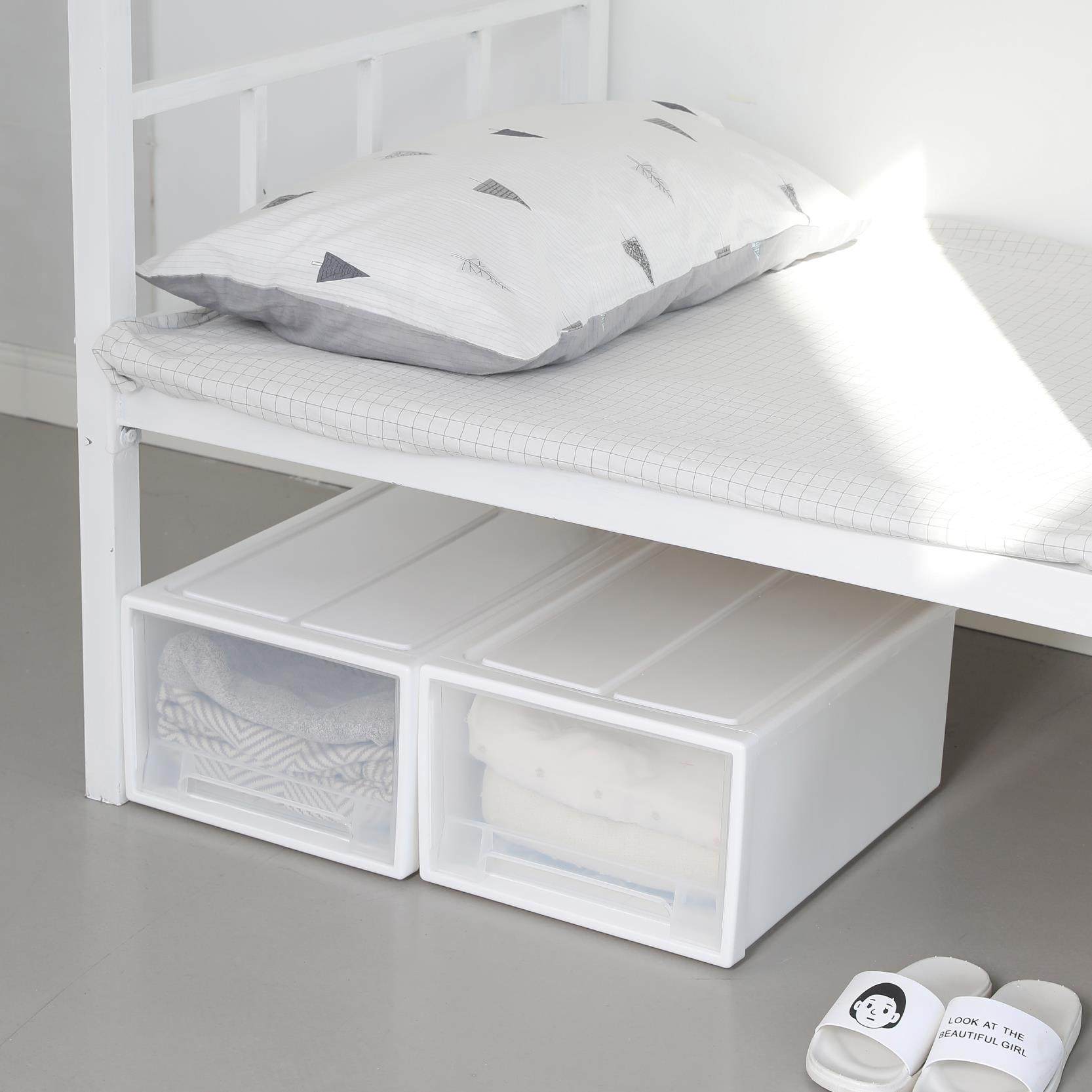 TUF4宿舍抽屉式收纳箱 加厚塑料寝室衣柜收纳盒 透明内衣衣服整理