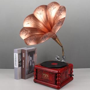 复古留声机模型 铁制纯手工做旧古典大唱机 酒店摄影居家装饰摆件
