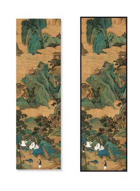 桃源仙境宋代美学玄关挂画新中式竖版办公室大堂背景墙山水装饰画