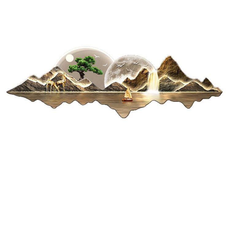 背有靠山新中式客厅装饰画沙发背景墙挂画山水画大气高档轻奢壁画