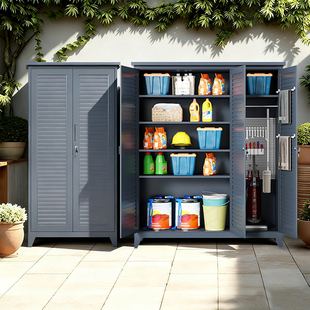 新款 铝合金阳台储物柜防潮防水家用收纳柜斜顶防雨工具柜支持定制