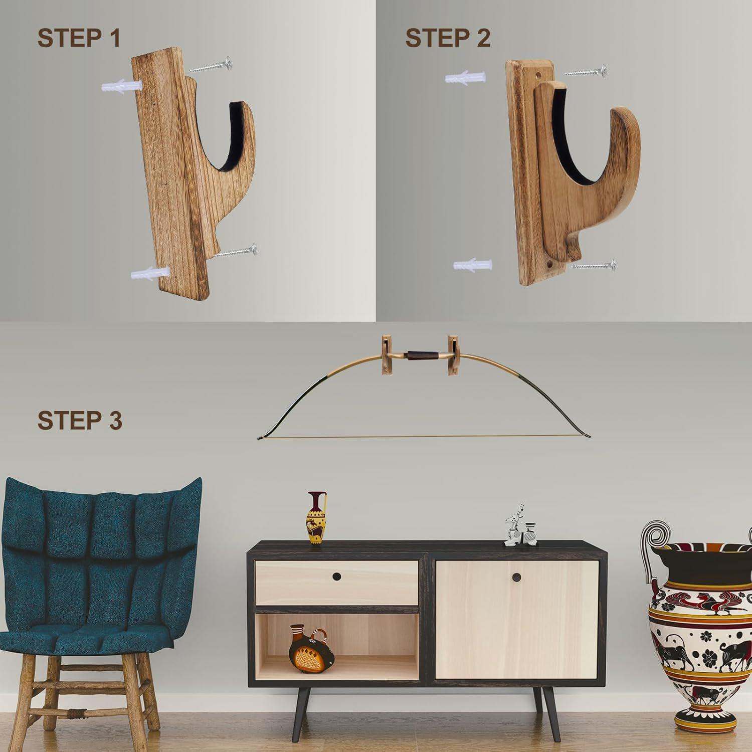 多层挂墙竹鱼竿渔具刀架实木剑托