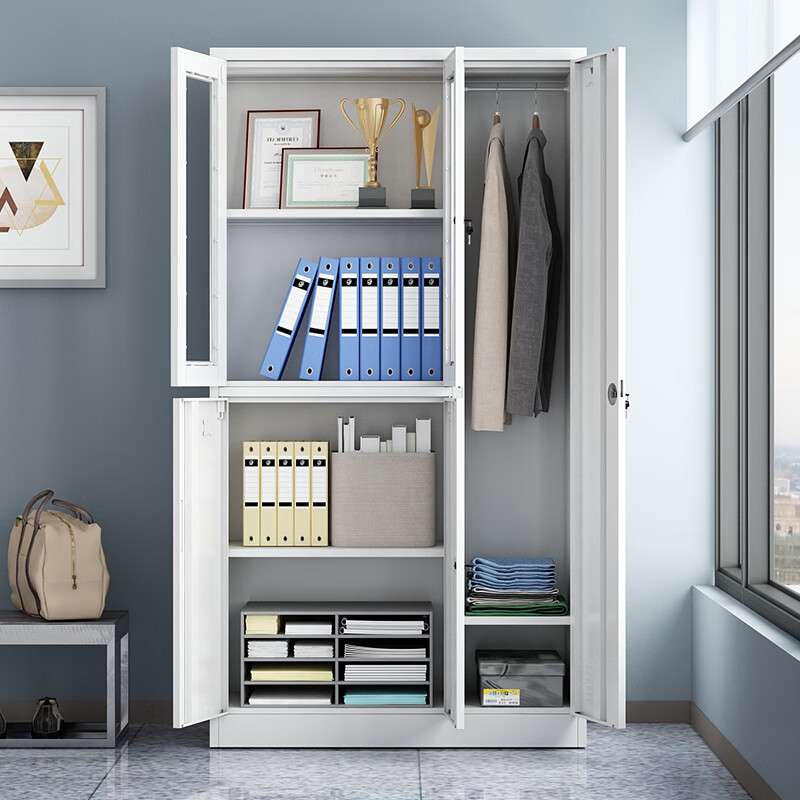 鸿铭钢制更衣柜员工柜办公文件柜带锁铁皮柜子5门存放柜鞋子五门