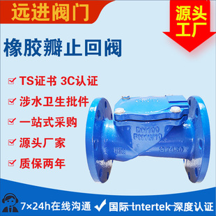 橡胶瓣止回阀H44X法兰橡胶瓣止回阀QT450材质DN50 65 100规格齐全