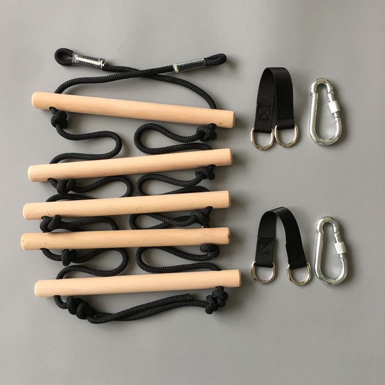 儿童秋千游乐玩具5档榉木爬梯 户外儿童攀爬梯子  木质爬梯绳梯