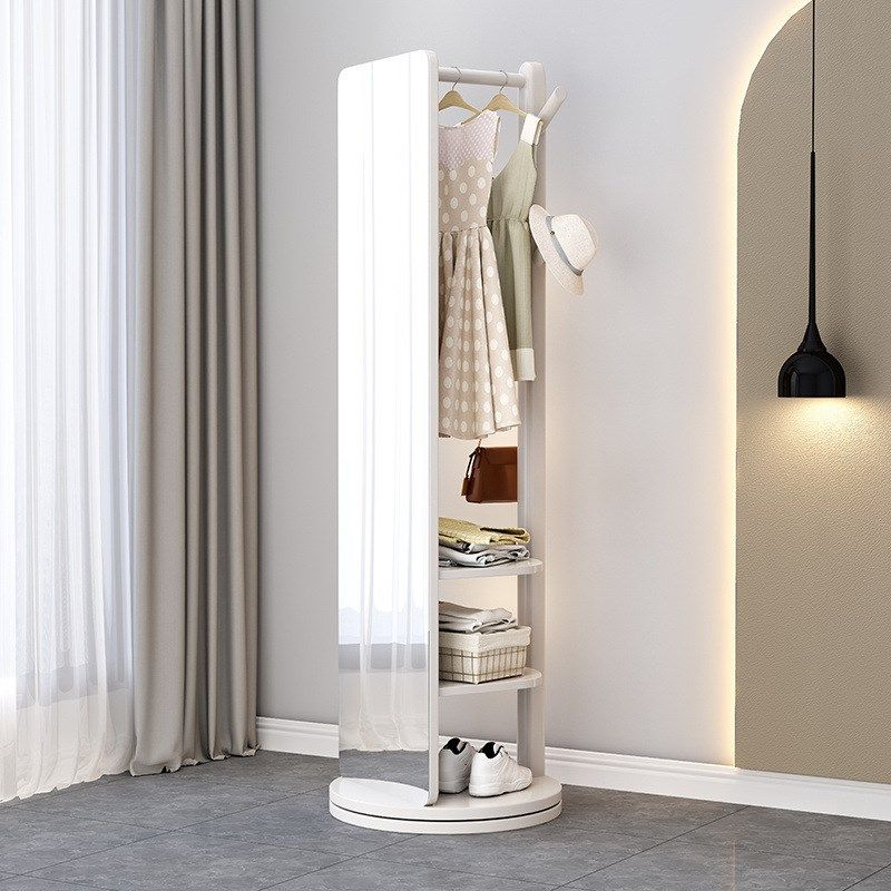 身镜落地镜家g用穿衣镜卧室可旋转移动实木带挂衣架一体试衣镜子