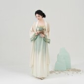 唐制国风吊带连衣裙女对襟外衫 织造司原创汉服 青山行 两件套裙