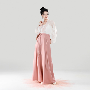 桃翎 阔腿裤 原创宋制汉服羽毛提花飞机袖 西装 百搭宋抹宋裤 织造司