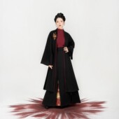 织造司 原创宋制汉服绣花对襟外套毛衣仿妆花三裥裙女秋冬 金灯花