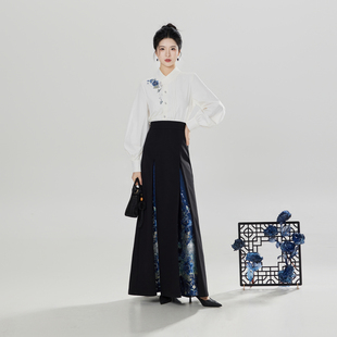 织造司[芙蓉灯]新中式国风衬衫女高级感衬衣改良三裥裙半身裙套装