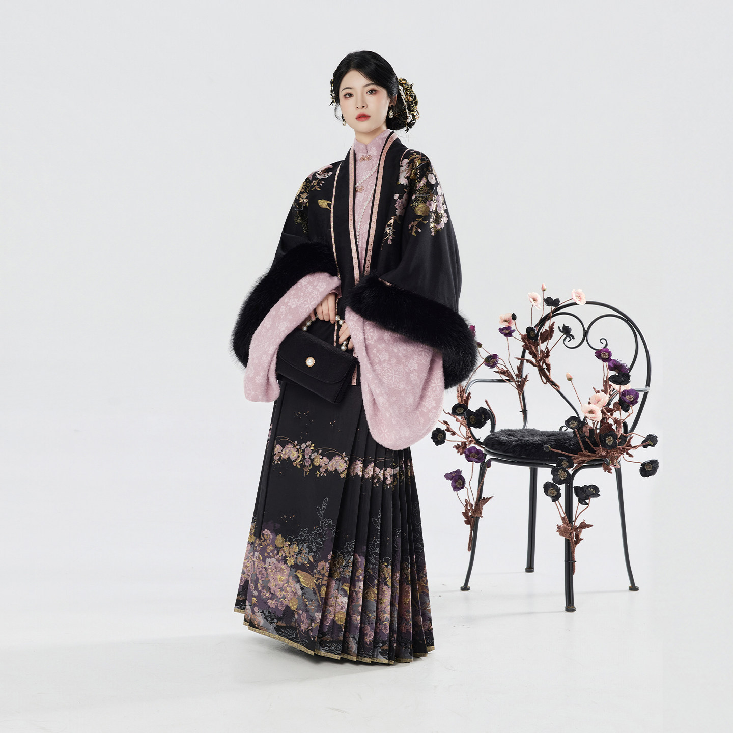 织造司[夜莺海棠]原创明制汉服对襟披袄立领琵琶袖马面裙冬季套装,女装/女士精品,汉服套装,淘宝优惠券,粉丝福利购,淘宝优惠卷