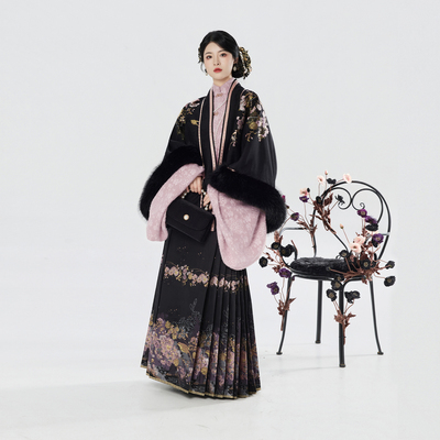 织造司[夜莺海棠]原创明制汉服对襟披袄立领琵琶袖马面裙冬季套装