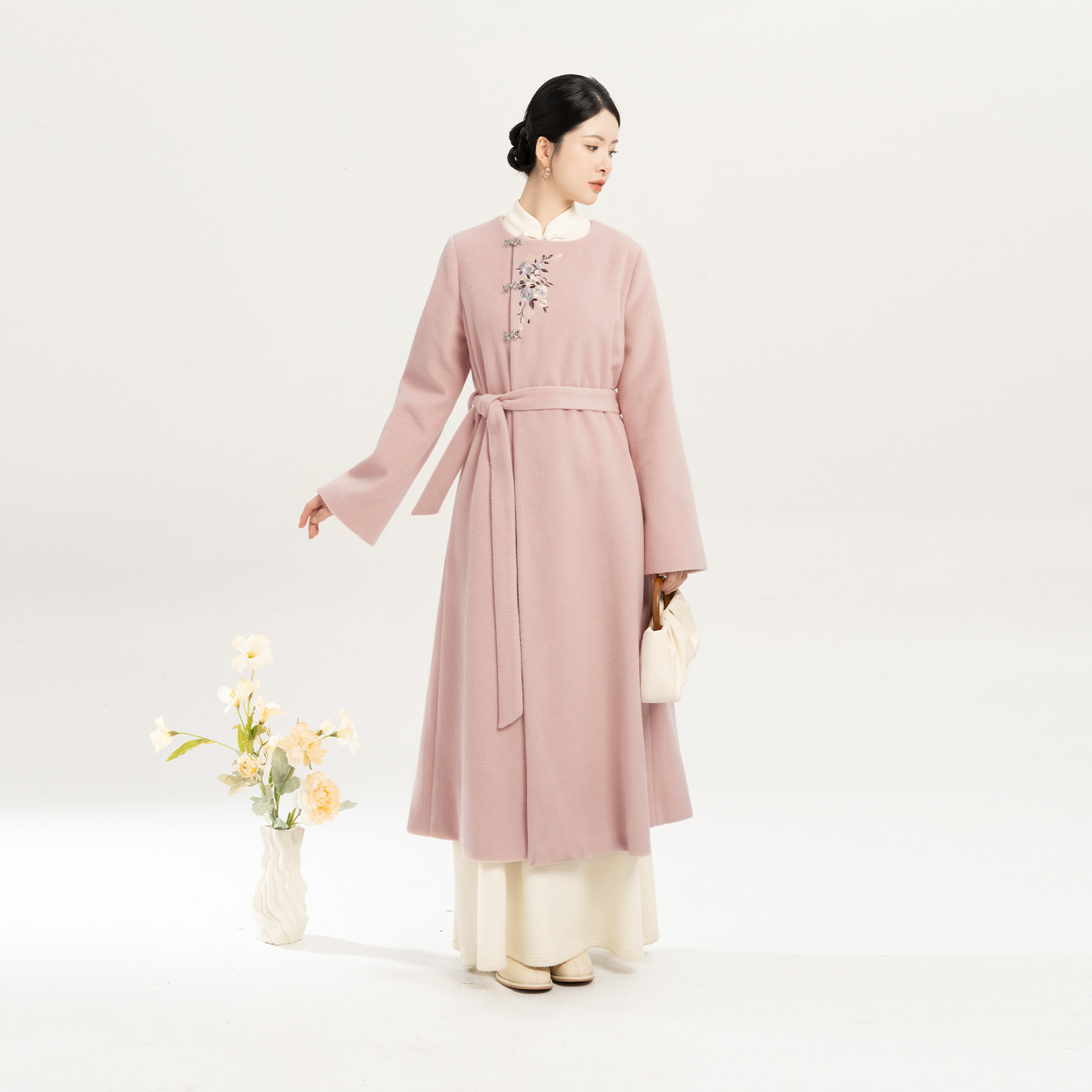 织造司[晚香意]新中式圆领毛呢外套中长款国风呢子大衣连衣裙套装,女装/女士精品,汉服套装,淘宝优惠券,粉丝福利购,淘宝优惠卷