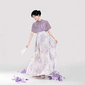 立领短披肩莱赛尔刺绣开衫 新中式 吊带连衣马面裙女 薰紫烟 织造司