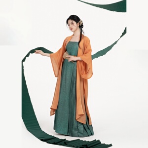 织造司[青芒]复古国风莱赛尔绣花长干寺长衫改良吊带马面连衣裙