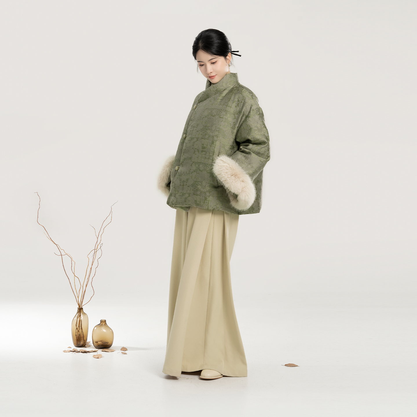 织造司[绒冬]新中式贵气超好看国风斜襟羽绒服女冬白鸭绒外套上衣