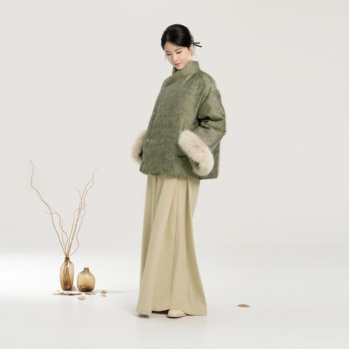 织造司[绒冬]新中式贵气超好看国风斜襟羽绒服女冬白鸭绒外套上衣