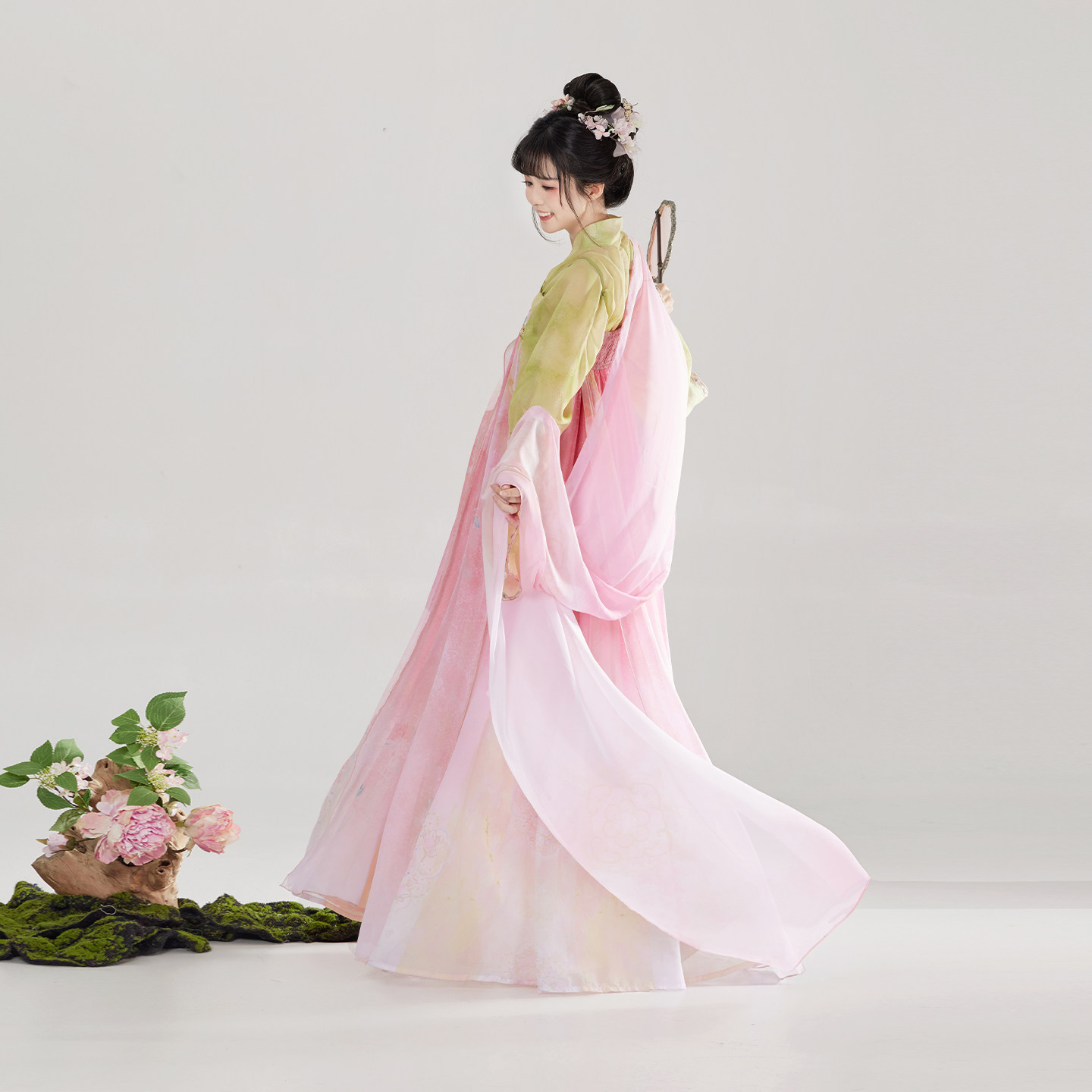 织造司[桃李笺]唐制汉服法门寺开衫雪纺披帛齐胸刺绣吊带连衣裙女