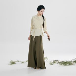 织造司[含章]新中式荡领衬衫上衣设计感小众女改良汉服宋裤阔腿裤