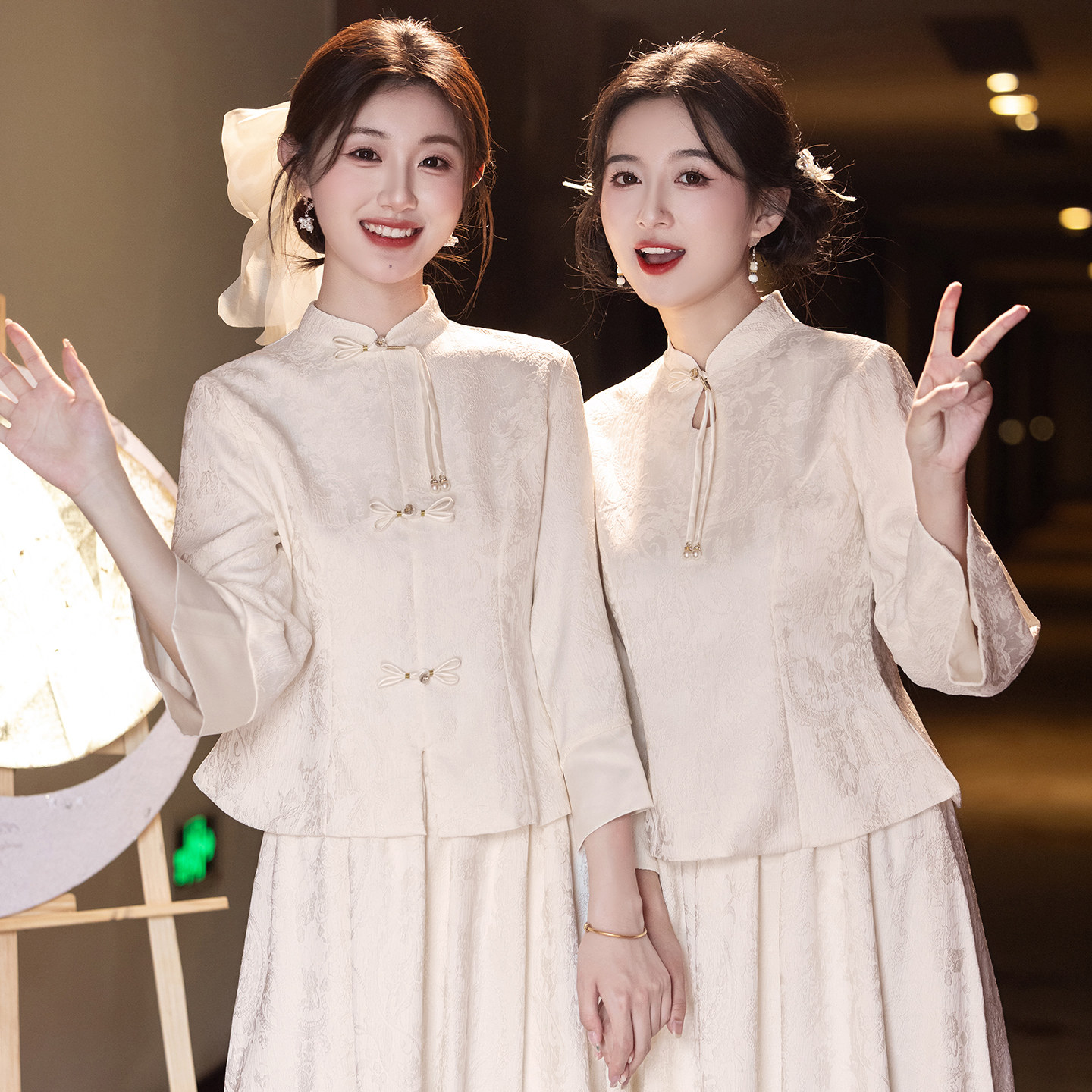 新中式伴娘服香槟色2026新款小众高级感盘扣礼服裙女平时可穿