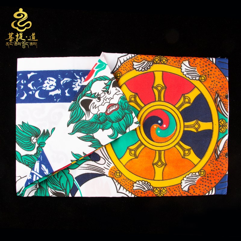 藏式门帘 单层印花 西藏吉祥八宝z十相自在图案印花布艺 180*90cm