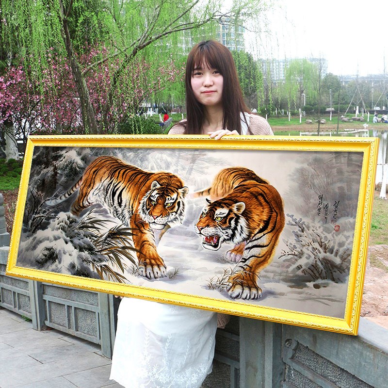 老虎动物2025新款5D水u晶钻石画满钻点钻贴钻粘钻十字绣客厅砖石