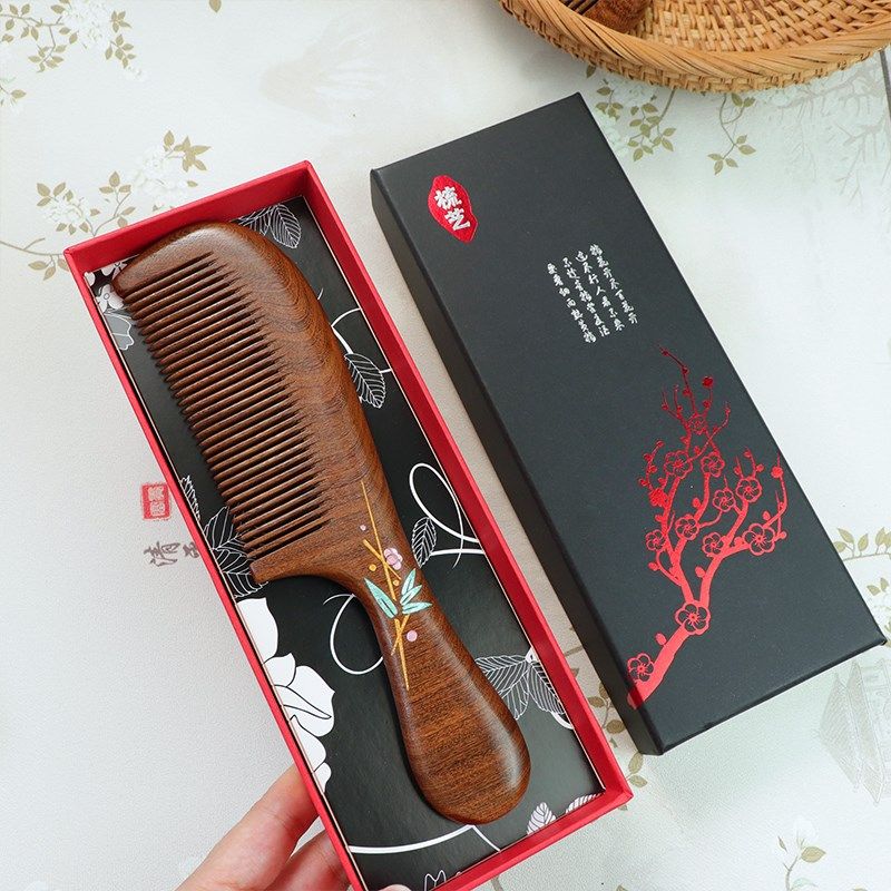 教师节檀木梳子礼盒送妈妈生日礼物送女朋友便携头皮按摩带柄彩绘,家庭/个人清洁工具,梳子/化妆梳/按摩梳,淘宝优惠券,粉丝福利购,淘宝优惠卷