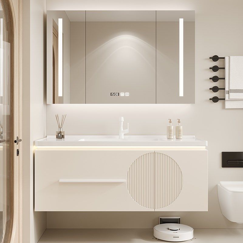 奶油风浴室柜轻奢现代简约卫生间洗手洗脸盆柜组合一体陶瓷洗漱台,家装主材,浴室柜组合,淘宝优惠券,粉丝福利购,淘宝优惠卷