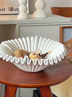 简约现代波浪黑色中古果盘法式果碗餐桌茶M几桌面收纳装饰艺术摆