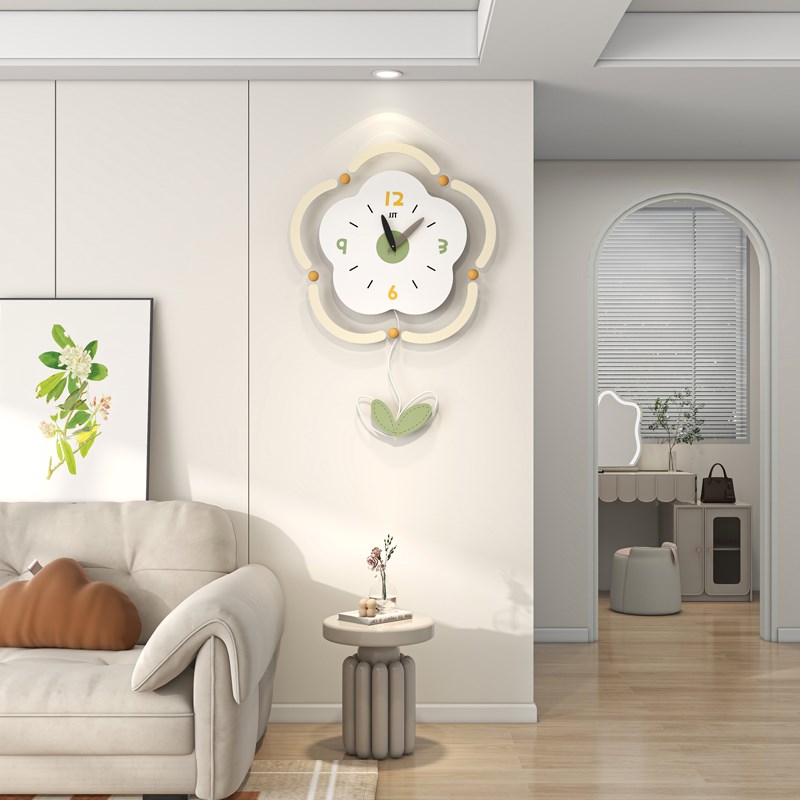 简约现代奶油风静音l时钟高级感创意客厅挂钟2024新款家用挂墙钟