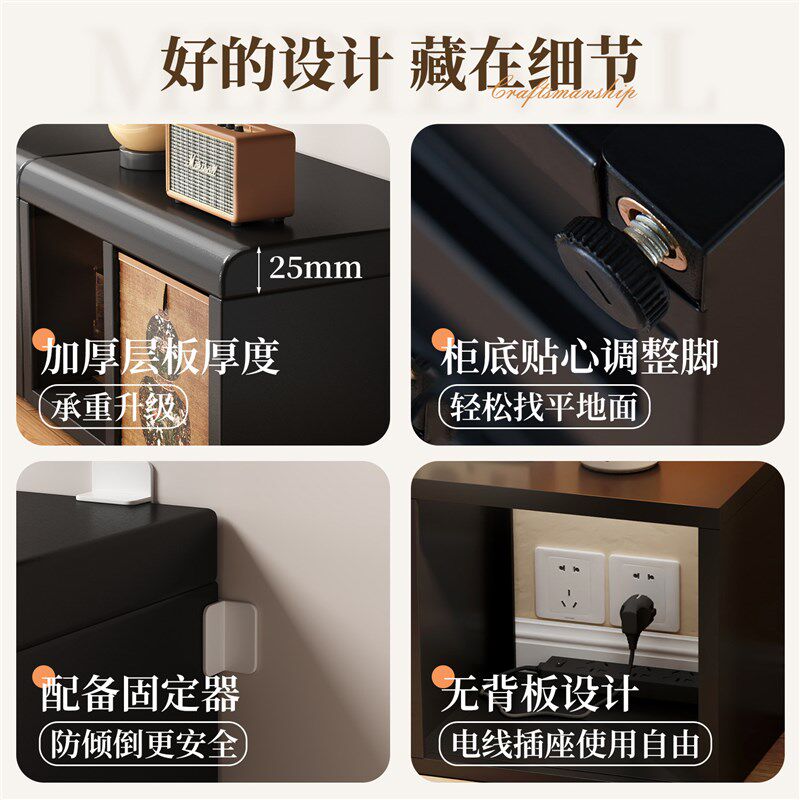 中古风钢制电视柜客厅储物柜书架一体格子柜自由组合斗柜收纳矮柜