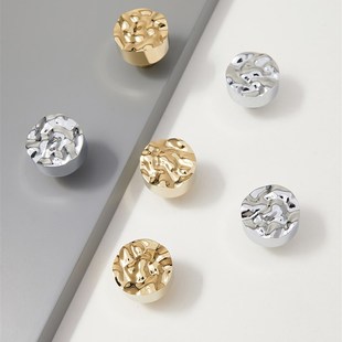 法式黄铜锤纹抽屉拉手衣柜门橱柜现代简约厨房金色银色单孔小把手